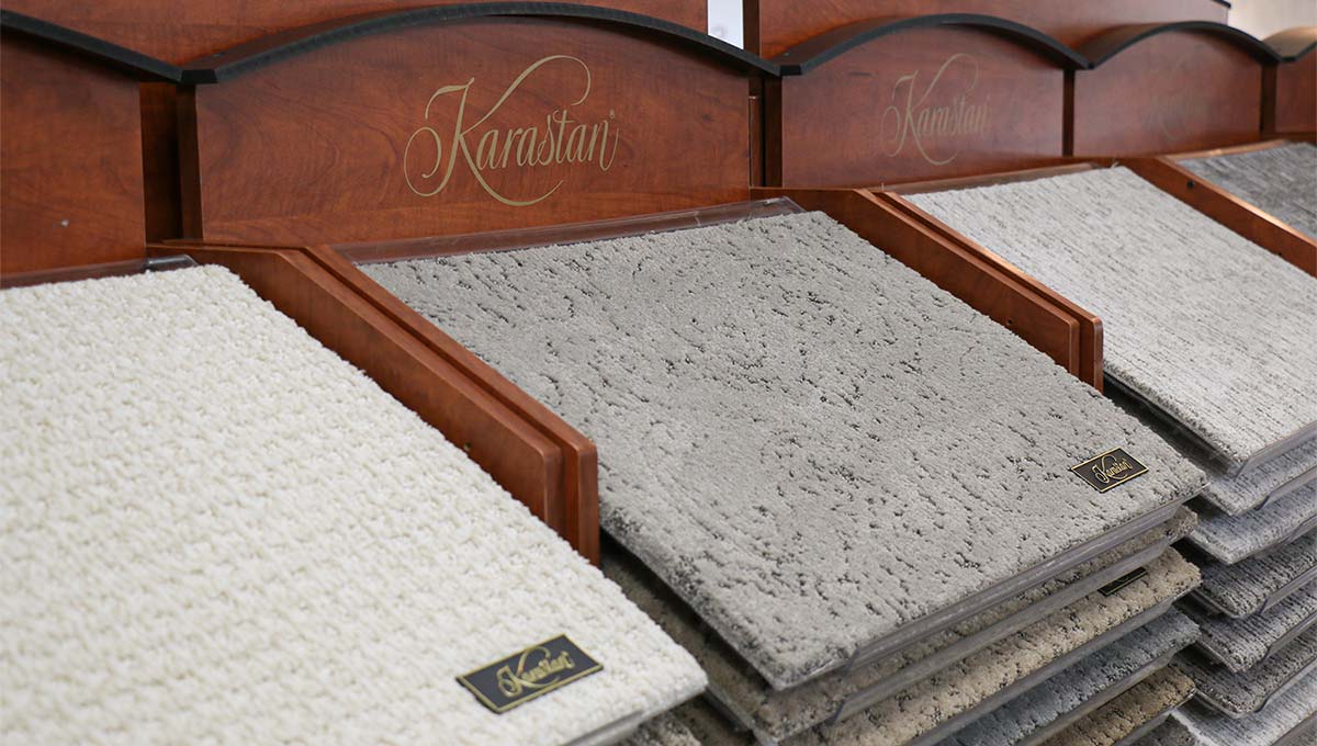 Karastan carpet rack closeup Carpets and Floors showroom