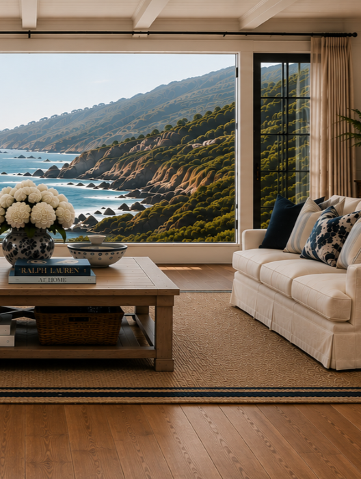 designer carpet in living room with luxury hardwood flooring 